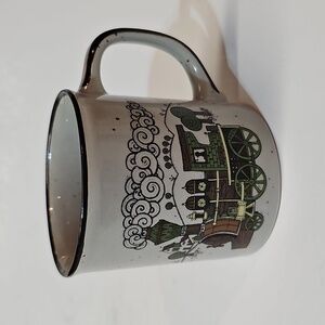 Vintage Brown Speckled Gray Japan Locomotive Train Coffee Tea Mug